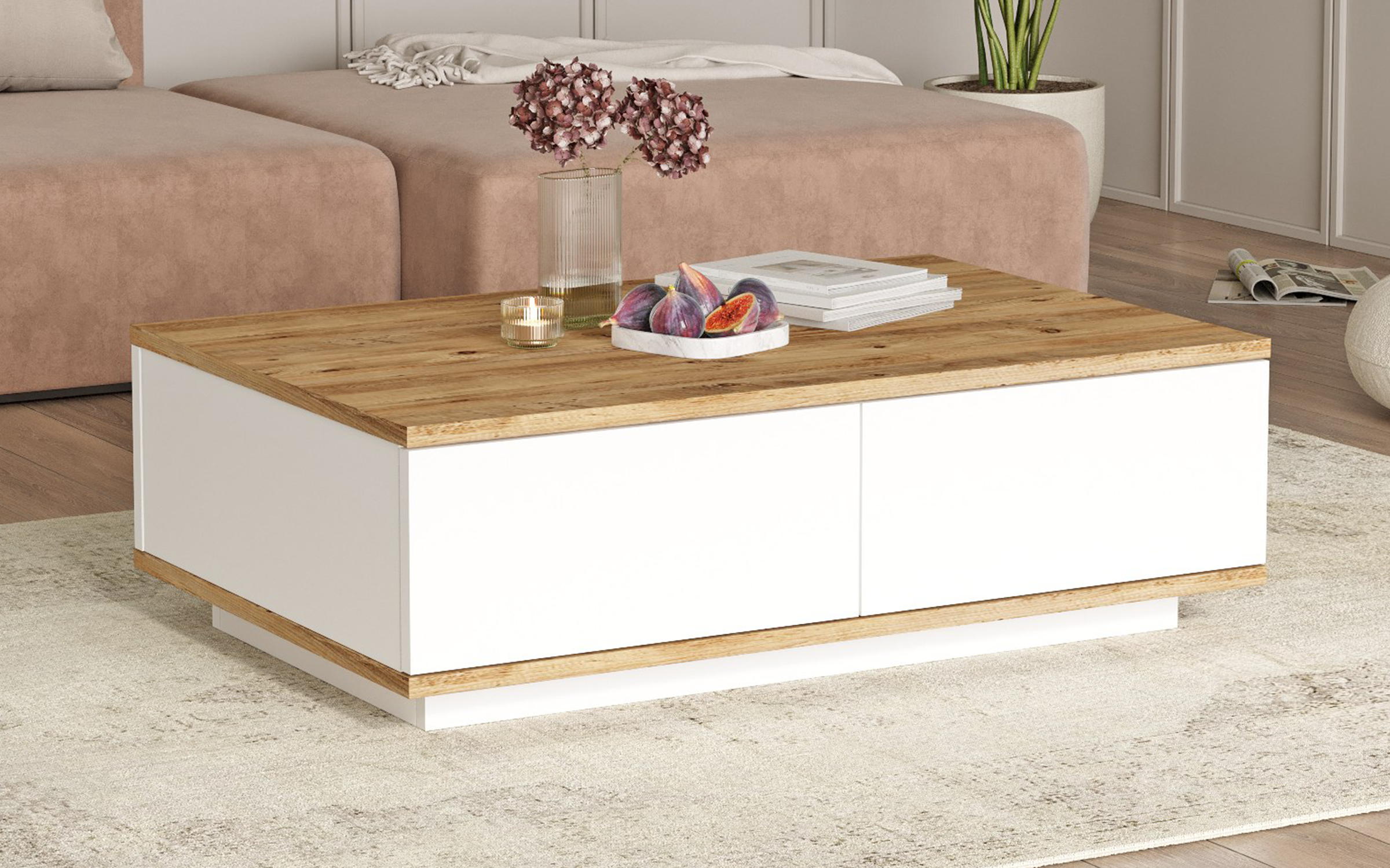 Masuta de cafea Linaya, pin atlantic + alb  2